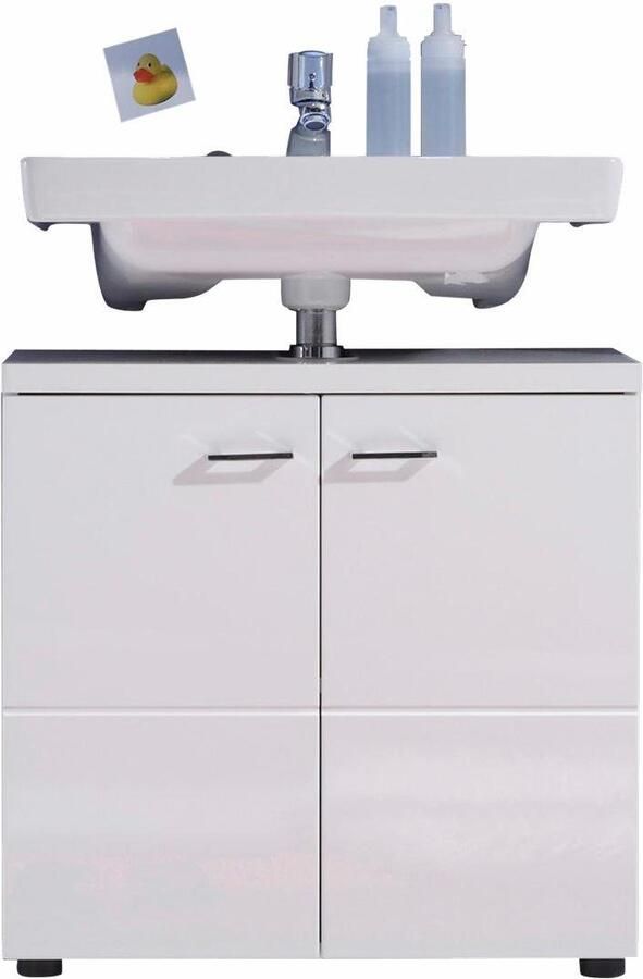 Trendteam smart living 132030101 Badkamerwastafelonderkast onderkast kast Nightlife 65 x 63 x 35 cm hoogglans Wit met veel opbergruimte Wit hoogglans - Foto 4
