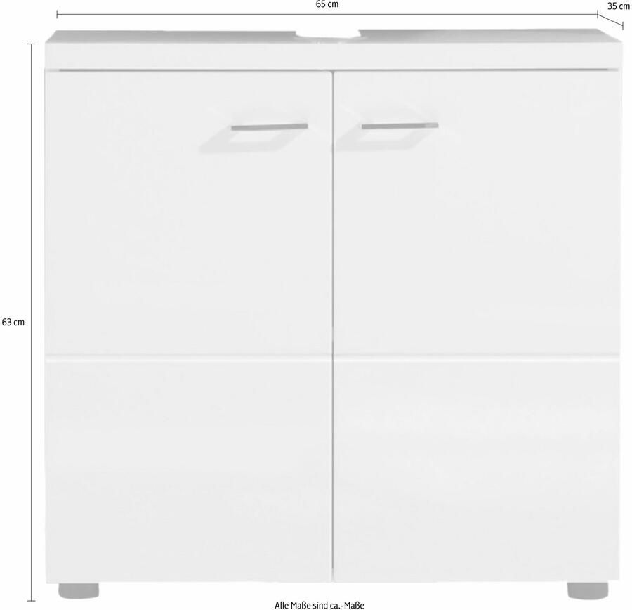 Trendteam smart living 132030101 Badkamerwastafelonderkast onderkast kast Nightlife 65 x 63 x 35 cm hoogglans Wit met veel opbergruimte Wit hoogglans - Foto 2