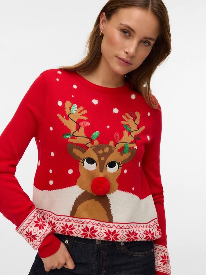 Vero Moda Kersttrui VMFROSTYDEER LS O-NECK PULL. XMAS BOX - Foto 5