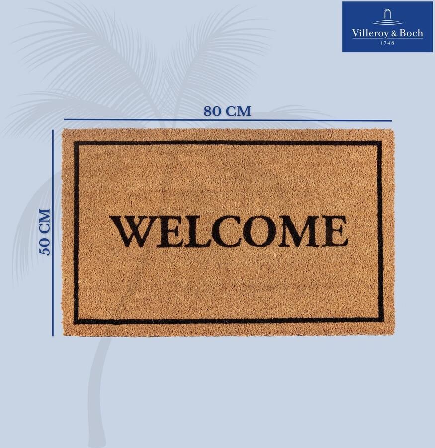Villeroy & Boch 1856 Kokosmat voor binnen en beschutte buitenruimtes Antislip vuilvangermat natuurlijk Kokosmat Buiten Welkom Weerbestendig voor Hal Terras Entree 50x80cm - Foto 2