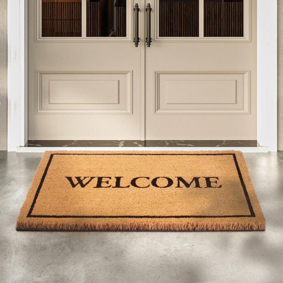 Villeroy & Boch 1856 Kokosmat voor binnen en beschutte buitenruimtes Antislip vuilvangermat natuurlijk Kokosmat Buiten Welkom Weerbestendig voor Hal Terras Entree 50x80cm