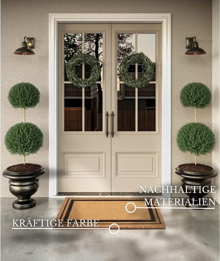 Villeroy & Boch 1856 Kokos deurmat voor binnen en beschutte buitenruimtes Antislip vuilvangermat natuurlijk Kokos buitenmat met strepen weerbestendig voor hal terras entree 50x80cm - Foto 4