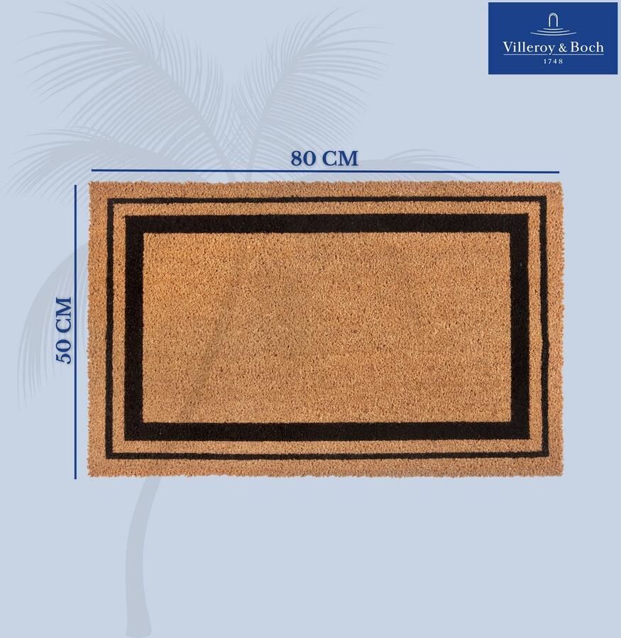 Villeroy & Boch 1856 Kokos deurmat voor binnen en beschutte buitenruimtes Antislip vuilvangermat natuurlijk Kokos buitenmat met strepen weerbestendig voor hal terras entree 50x80cm - Foto 2