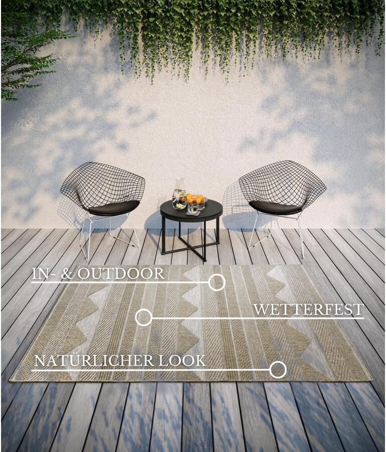 Villeroy & Boch Vloerkleed Elisabeth In-& Outdoor Vlakweefsel weerbestendig Terras Balkon natuurlijk modern - Foto 9