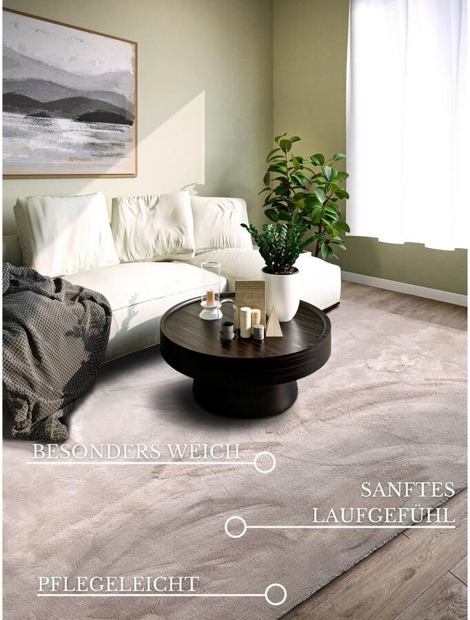 Villeroy & Boch Vloerkleed Leon Hoogpolig shaggy effen zacht glanzend konijnenvacht gevoel - Foto 8