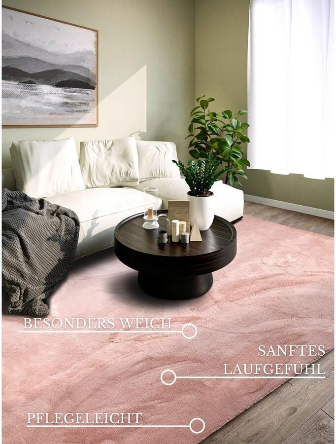 Villeroy & Boch Vloerkleed Leon Hoogpolig shaggy effen zacht glanzend konijnenvacht gevoel - Foto 2