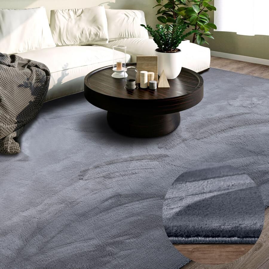 Villeroy & Boch Vloerkleed Leon Hoogpolig shaggy effen zacht glanzend konijnenvacht gevoel