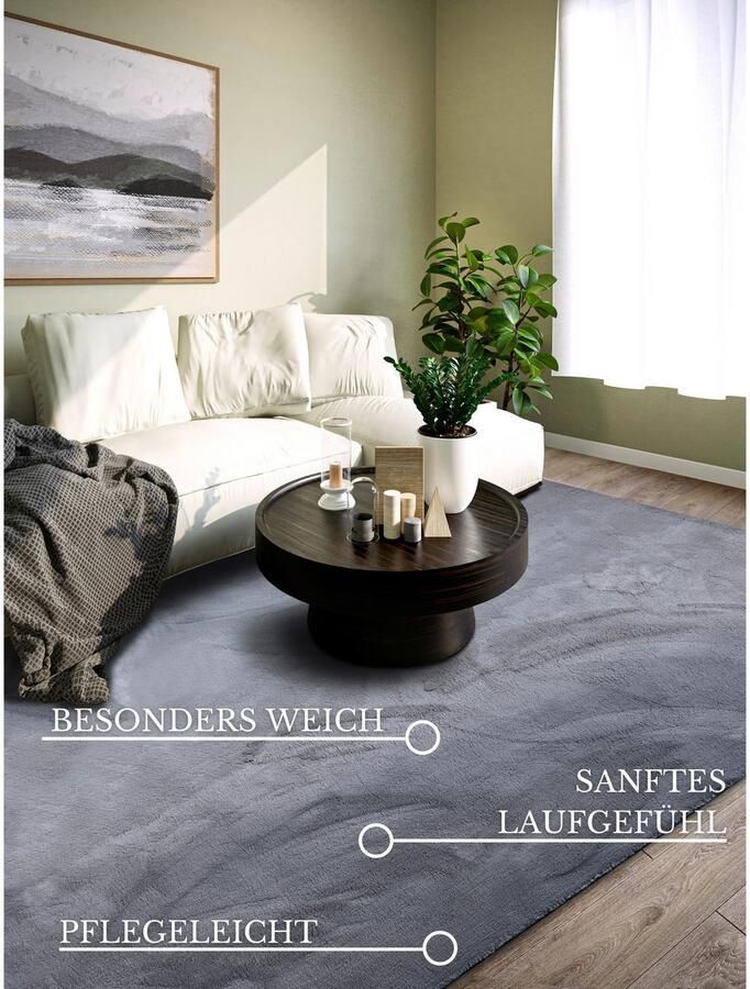 Villeroy & Boch Vloerkleed Leon Hoogpolig shaggy effen zacht glanzend konijnenvacht gevoel - Foto 9