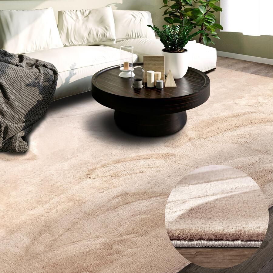 Villeroy & Boch Vloerkleed Leon Hoogpolig shaggy effen zacht glanzend konijnenvacht gevoel