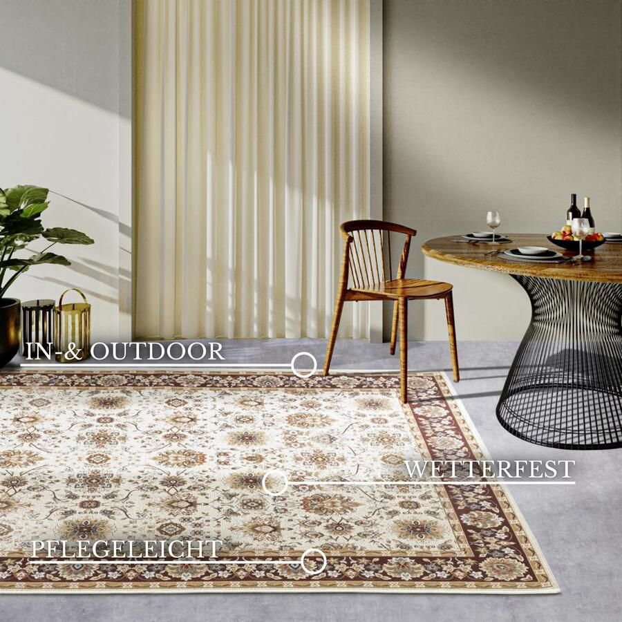 Villeroy & Boch Vloerkleed Nicolas Binnen en buiten plat weefsel weerbestendig balkon klassiek terras - Foto 8