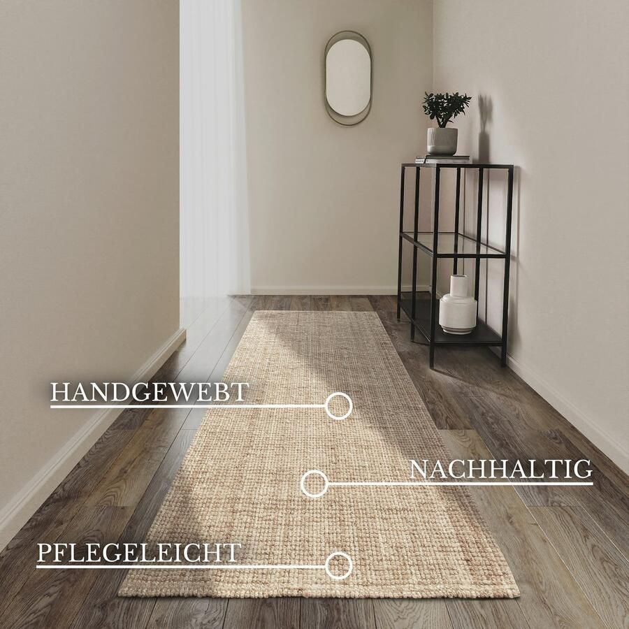 Villeroy & Boch Vloerkleed Rosalie jute tapijt Loper 100% jute natuurlijk woonkamer eetkamer slaapkamer GRS - Foto 9