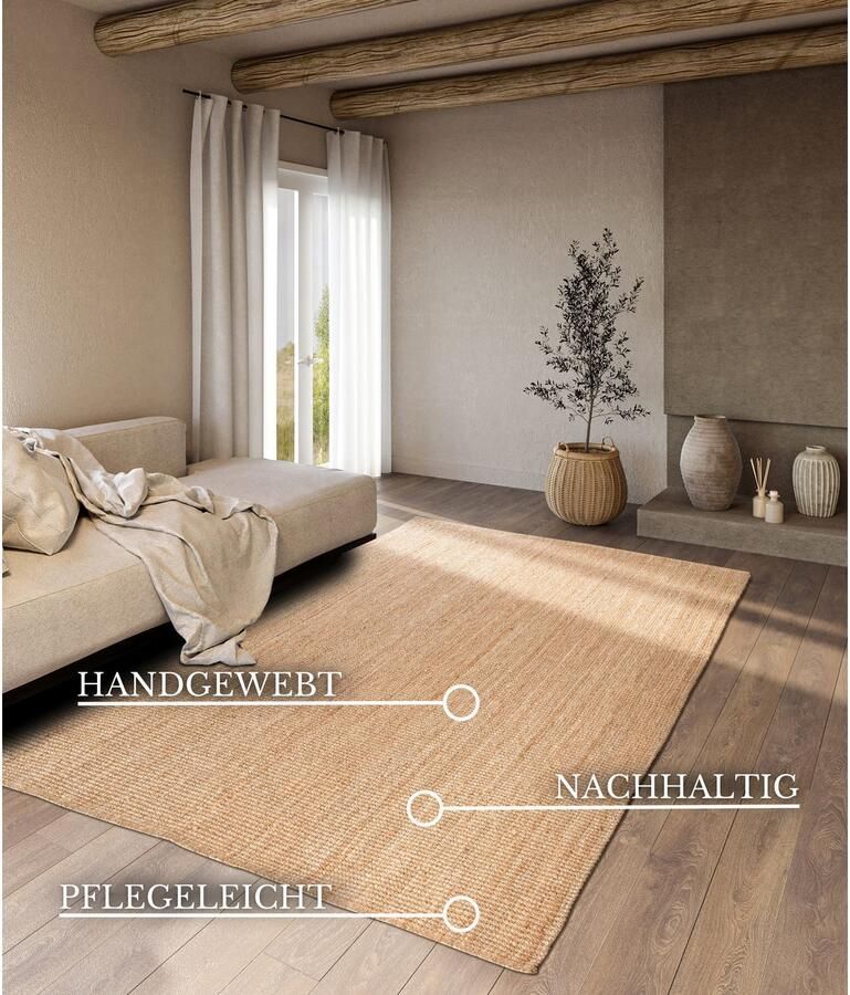 Villeroy & Boch Vloerkleed Rosalie jute tapijt Loper 100% jute natuurlijk woonkamer eetkamer slaapkamer GRS