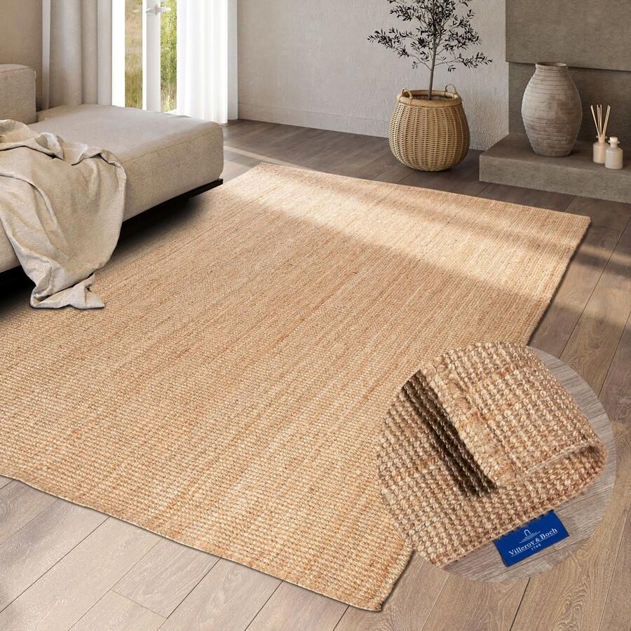 Villeroy & Boch Vloerkleed Rosalie jute tapijt Loper 100% jute natuurlijk woonkamer eetkamer slaapkamer GRS - Foto 9