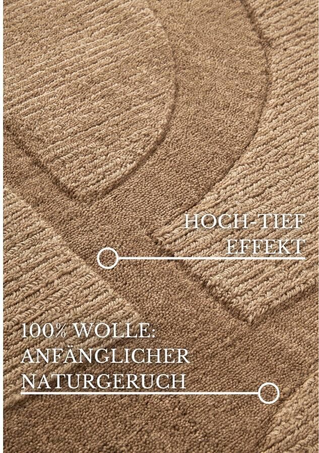 Villeroy & Boch Wollen kleed Alexis Handgeweven wol natuur woonkamer geometrie boho design - Foto 2