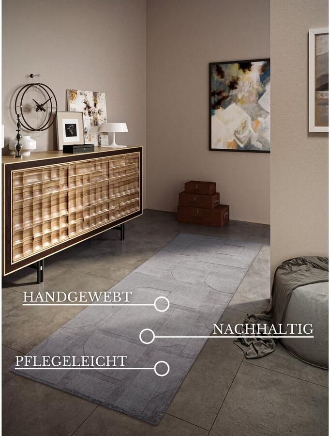 Villeroy & Boch Wollen kleed Alexis Handgeweven wol natuur woonkamer geometrie boho design - Foto 9