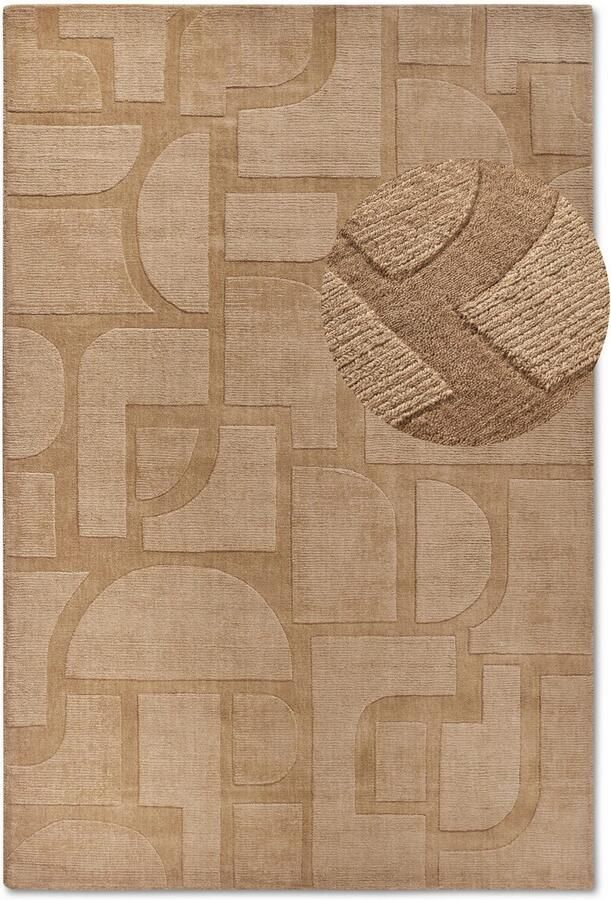 Villeroy & Boch Wollen kleed Alexis Handgeweven wol natuur woonkamer geometrie boho design - Foto 7