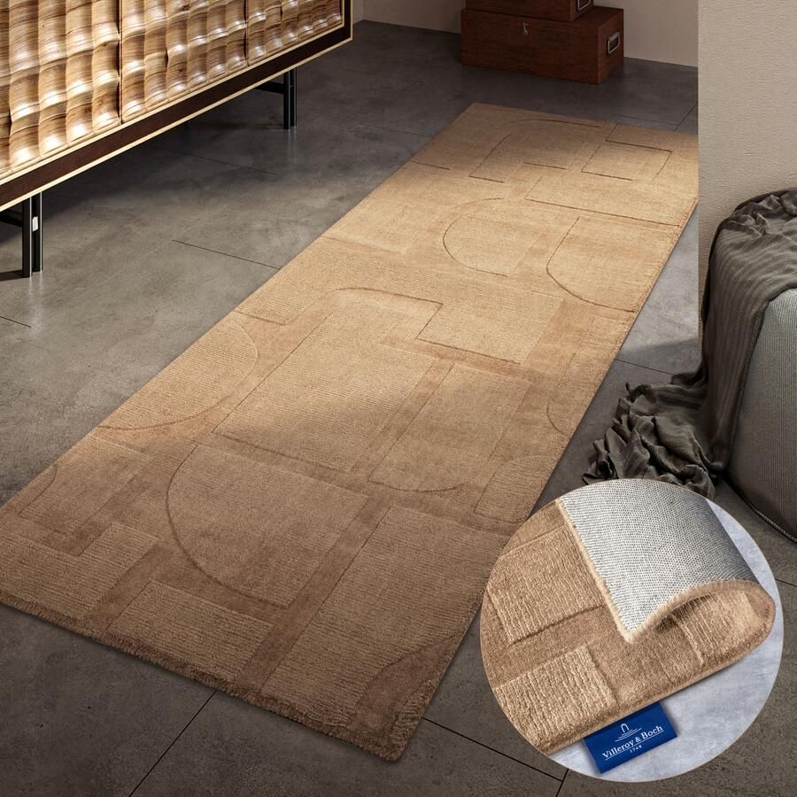 Villeroy & Boch Wollen kleed Alexis Handgeweven wol natuur woonkamer geometrie boho design