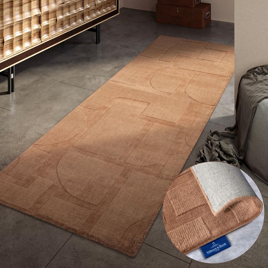 Villeroy & Boch Wollen kleed Alexis Handgeweven wol natuur woonkamer geometrie boho design