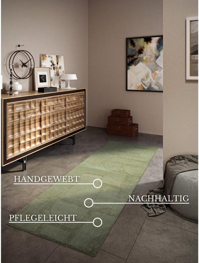 Villeroy & Boch Wollen kleed Alexis Handgeweven wol natuur woonkamer geometrie boho design
