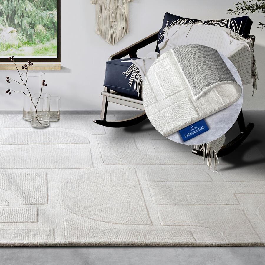 Villeroy & Boch Wollen kleed Alexis Handgeweven wol natuur woonkamer geometrie boho design