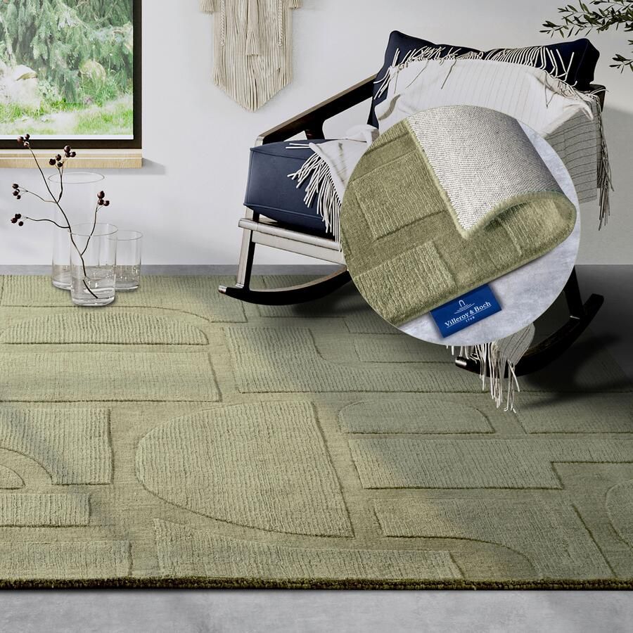 Villeroy & Boch Wollen kleed Alexis Handgeweven wol natuur woonkamer geometrie boho design - Foto 2