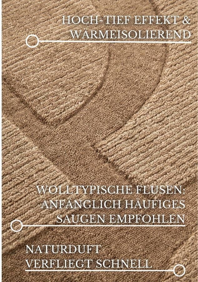 Villeroy & Boch Wollen kleed Alexis Handgeweven wol natuur woonkamer geometrie boho design - Foto 4