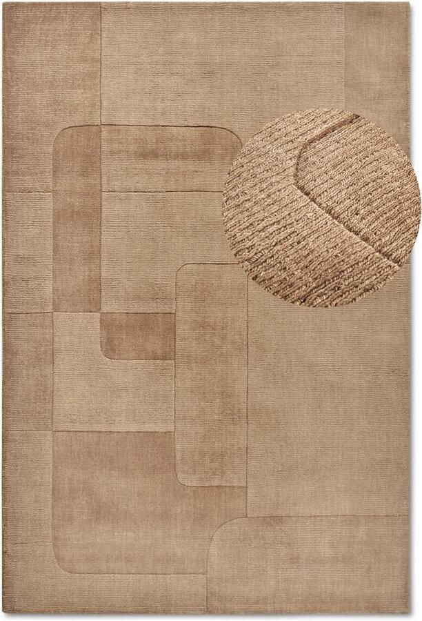 Villeroy & Boch Wollen kleed Charlotte Loper handgeweven wol natuur loper woonkamer geometrie - Foto 6