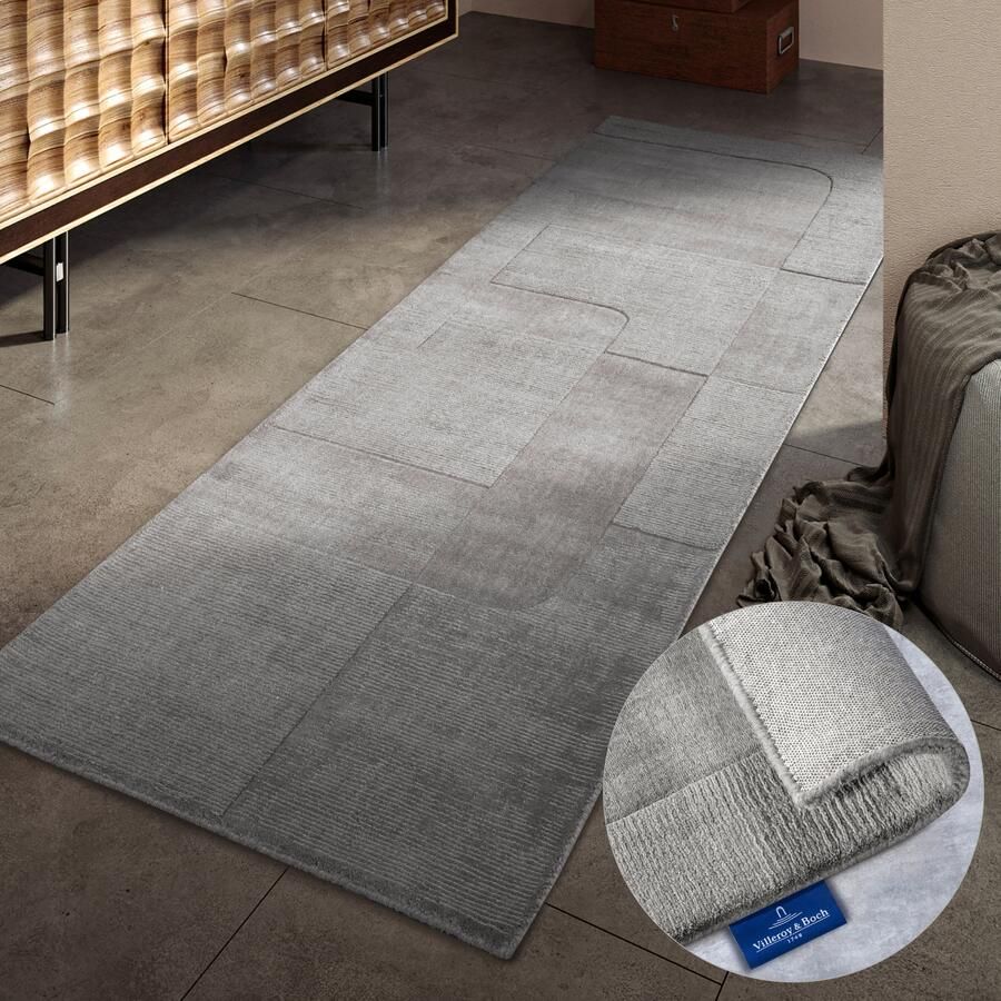 Villeroy & Boch Wollen kleed Charlotte Loper handgeweven wol natuur loper woonkamer geometrie