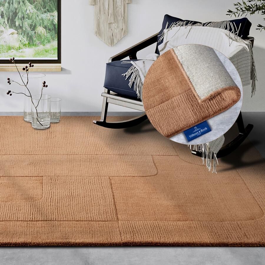 Villeroy & Boch Wollen kleed Charlotte Loper handgeweven wol natuur loper woonkamer geometrie
