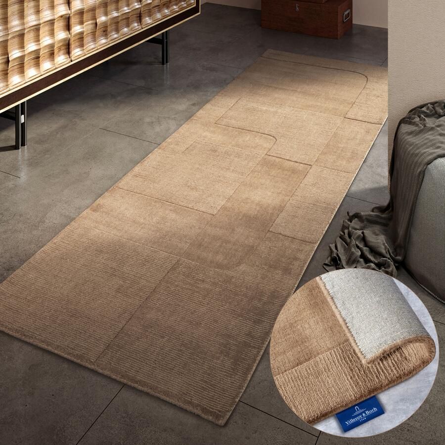 Villeroy & Boch Wollen kleed Charlotte Loper handgeweven wol natuur loper woonkamer geometrie - Foto 8