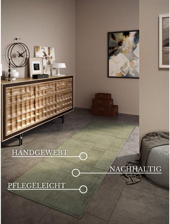 Villeroy & Boch Wollen kleed Charlotte Loper handgeweven wol natuur loper woonkamer geometrie