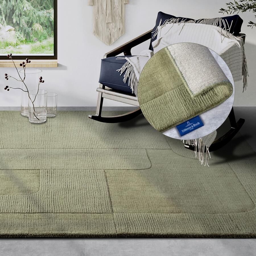 Villeroy & Boch Wollen kleed Charlotte Loper handgeweven wol natuur loper woonkamer geometrie