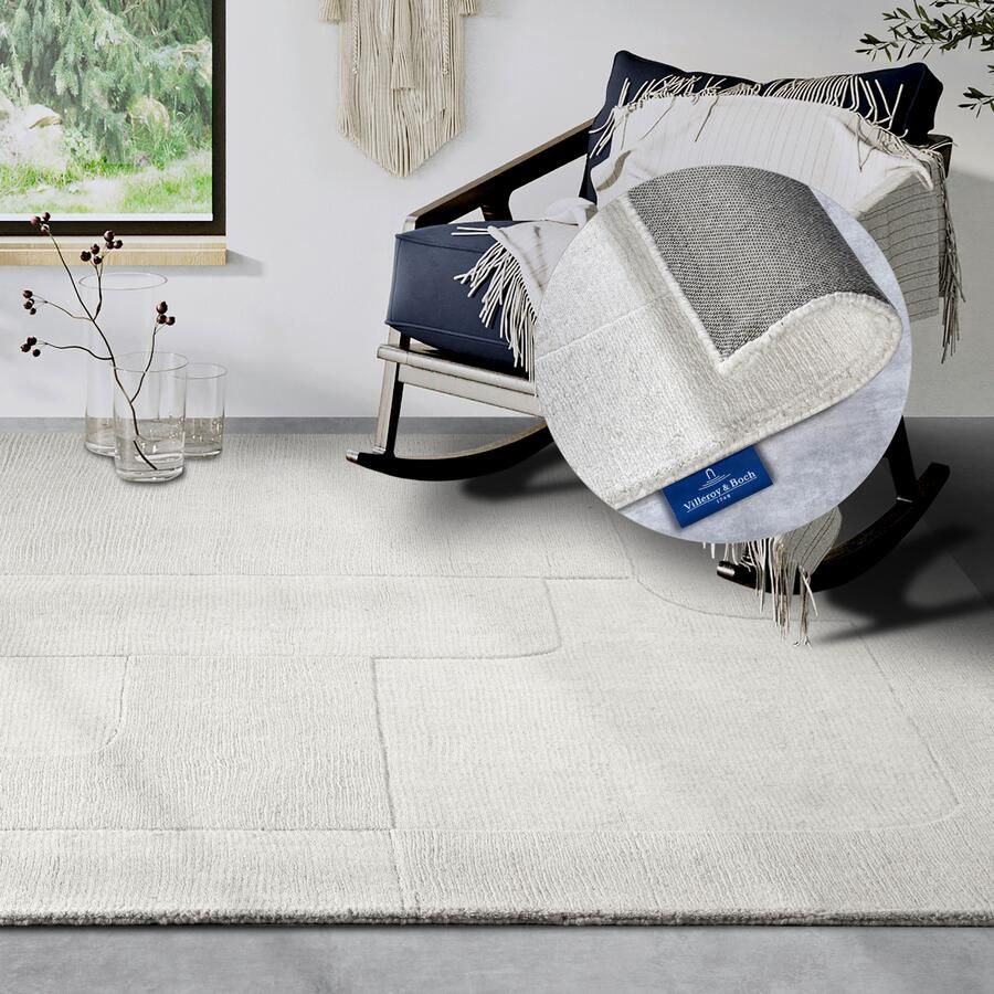 Villeroy & Boch Wollen kleed Charlotte Loper handgeweven wol natuur loper woonkamer geometrie