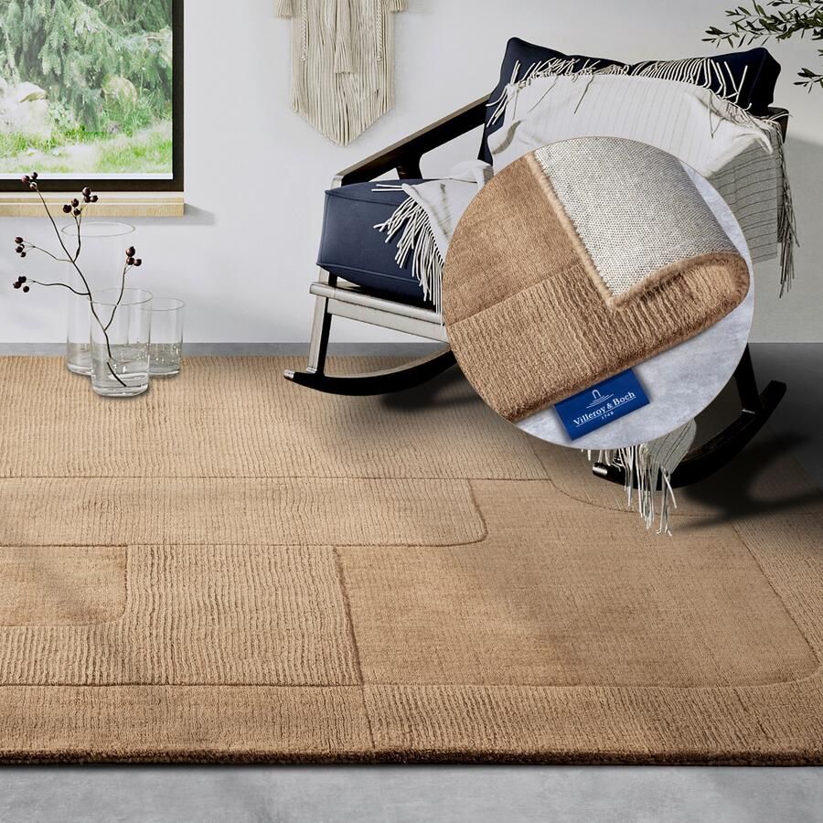 Villeroy & Boch Wollen kleed Charlotte Loper handgeweven wol natuur loper woonkamer geometrie - Foto 7