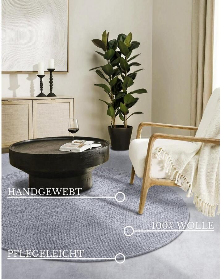Villeroy & Boch Wollen kleed Francois in rond ovaal loper handgeweven wol woonkamer slaapkamer - Foto 8
