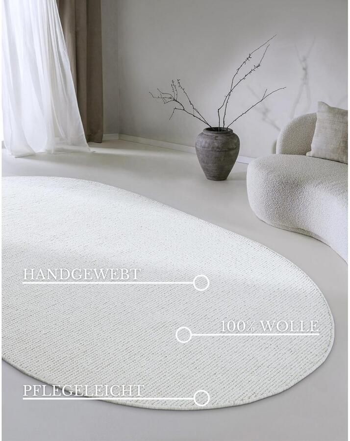 Villeroy & Boch Wollen kleed Francois in rond ovaal loper handgeweven wol woonkamer slaapkamer - Foto 8