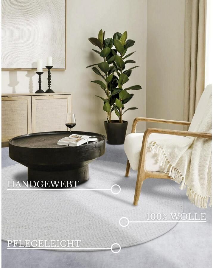 Villeroy & Boch Wollen kleed Francois in rond ovaal loper handgeweven wol woonkamer slaapkamer - Foto 9