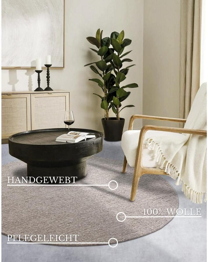 Villeroy & Boch Wollen kleed Francois in rond ovaal loper handgeweven wol woonkamer slaapkamer - Foto 3