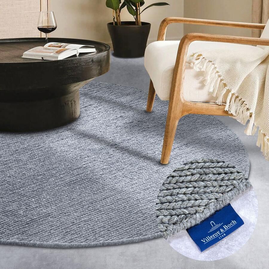 Villeroy & Boch Wollen kleed Francois in rond ovaal loper handgeweven wol woonkamer slaapkamer