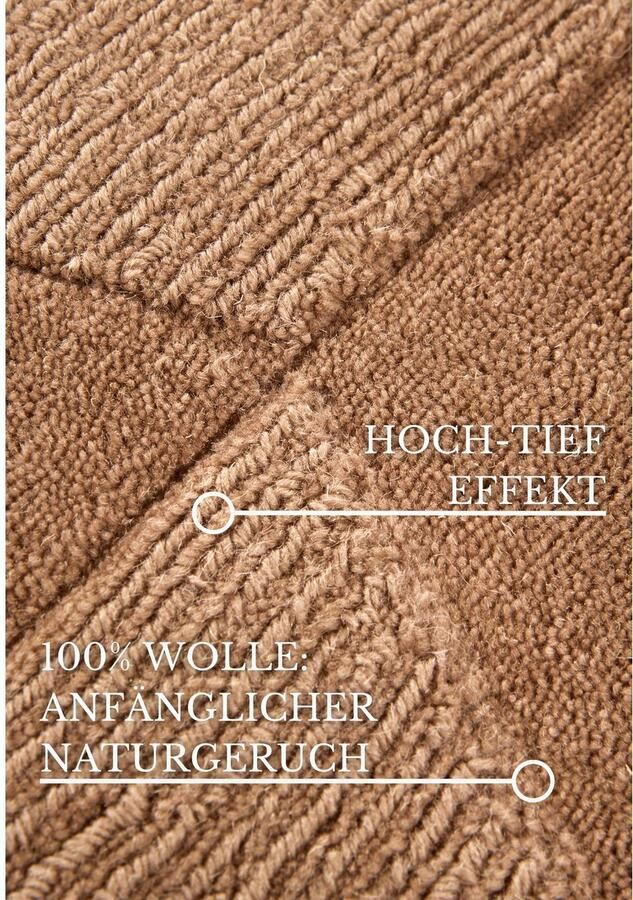 Villeroy & Boch Wollen kleed Ursule Loper handgeweven wol natuur woonkamer geometrie boho - Foto 2