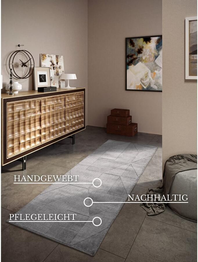 Villeroy & Boch Wollen kleed Ursule Loper handgeweven wol natuur woonkamer geometrie boho - Foto 7