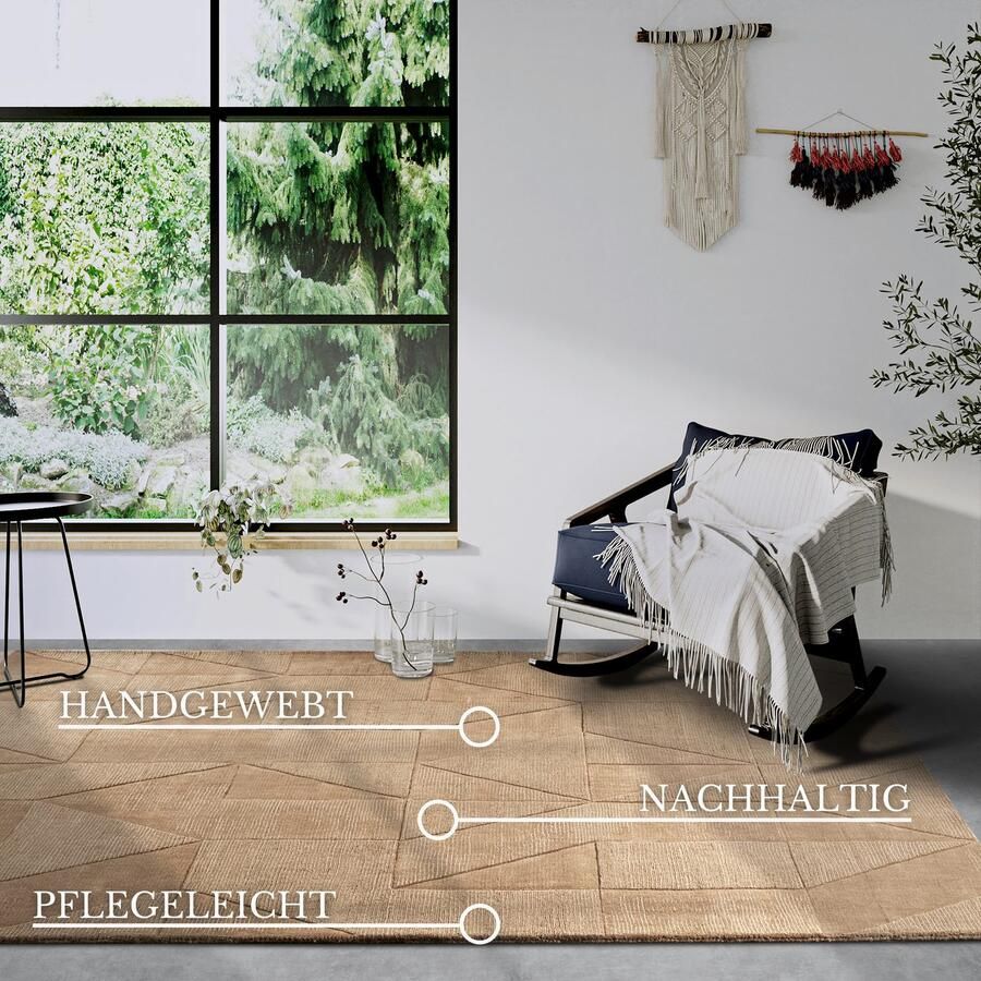 Villeroy & Boch Wollen kleed Ursule Loper handgeweven wol natuur woonkamer geometrie boho - Foto 8