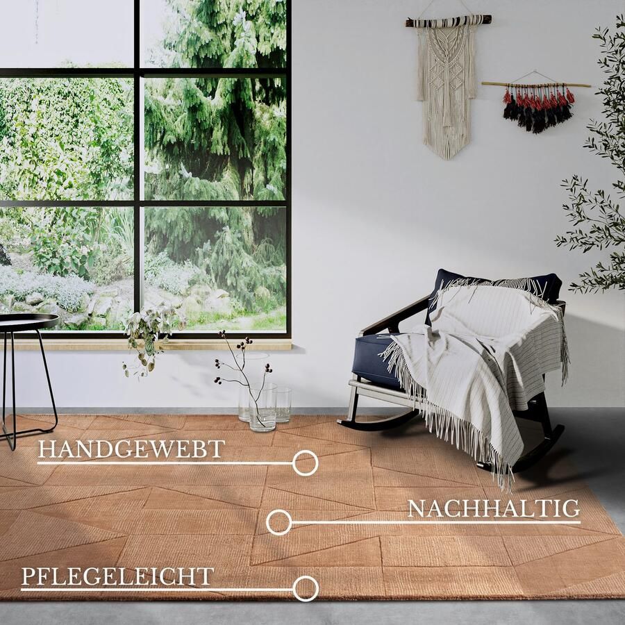 Villeroy & Boch Wollen kleed Ursule Loper handgeweven wol natuur woonkamer geometrie boho - Foto 9