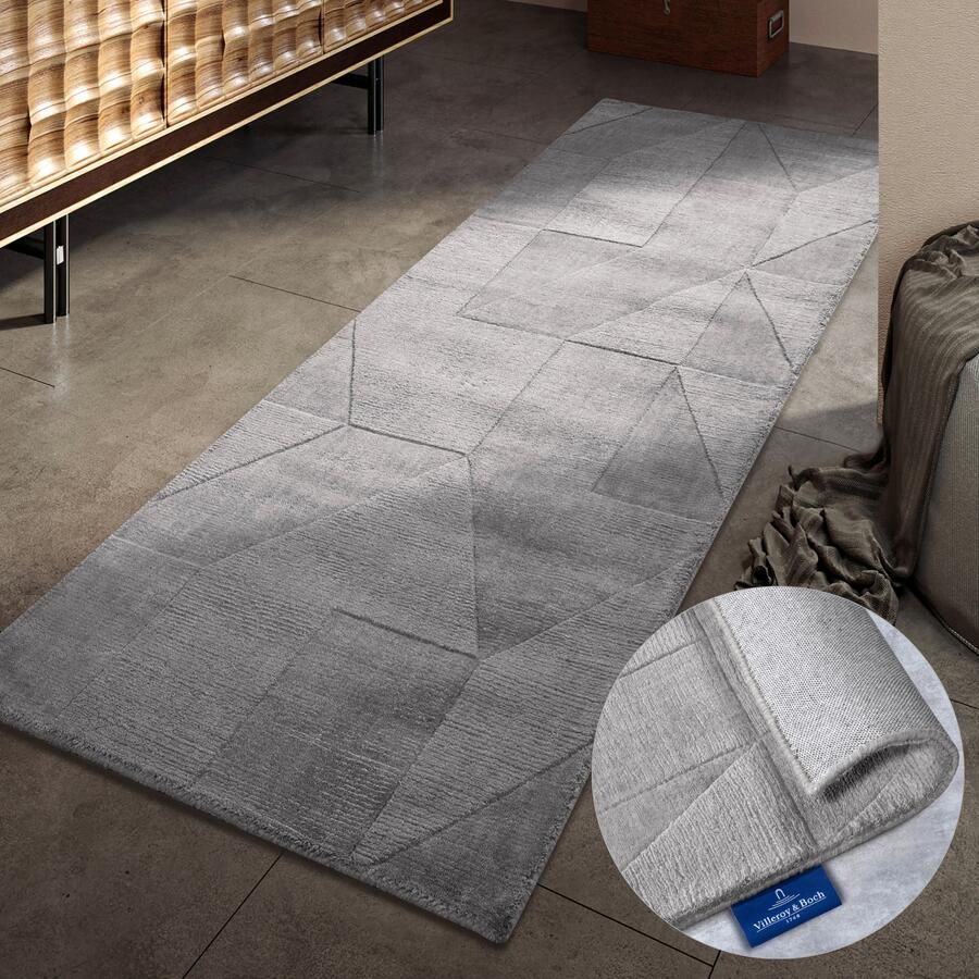 Villeroy & Boch Wollen kleed Ursule Loper handgeweven wol natuur woonkamer geometrie boho