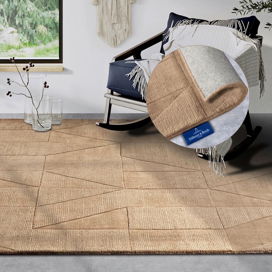 Villeroy & Boch Wollen kleed Ursule Loper handgeweven wol natuur woonkamer geometrie boho