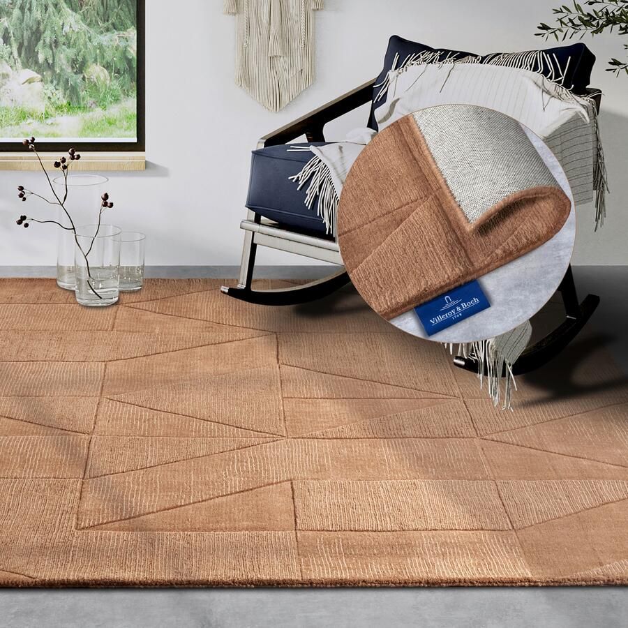 Villeroy & Boch Wollen kleed Ursule Loper handgeweven wol natuur woonkamer geometrie boho