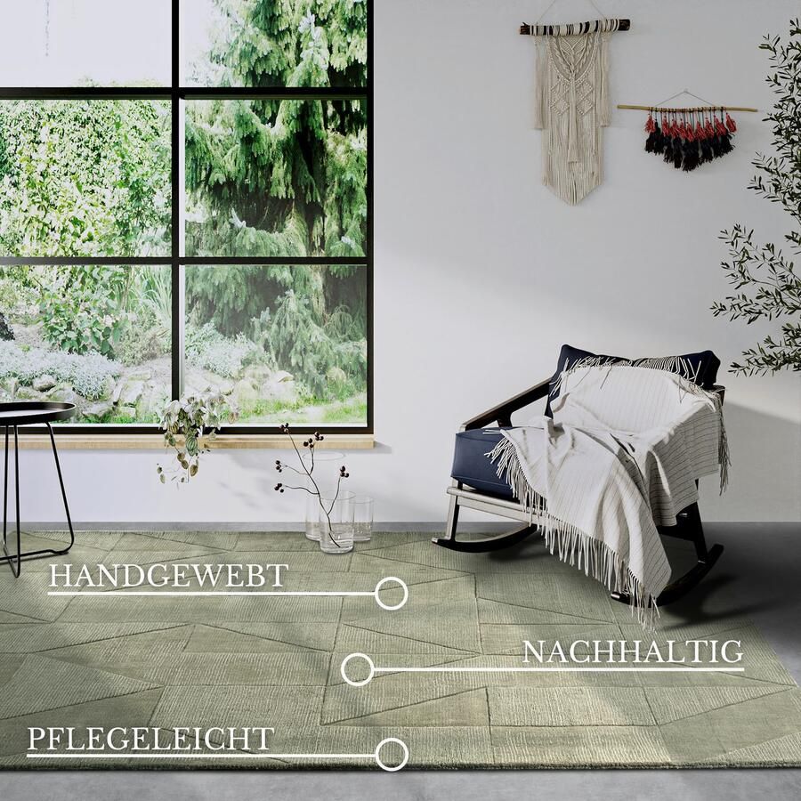 Villeroy & Boch Wollen kleed Ursule Loper handgeweven wol natuur woonkamer geometrie boho - Foto 8