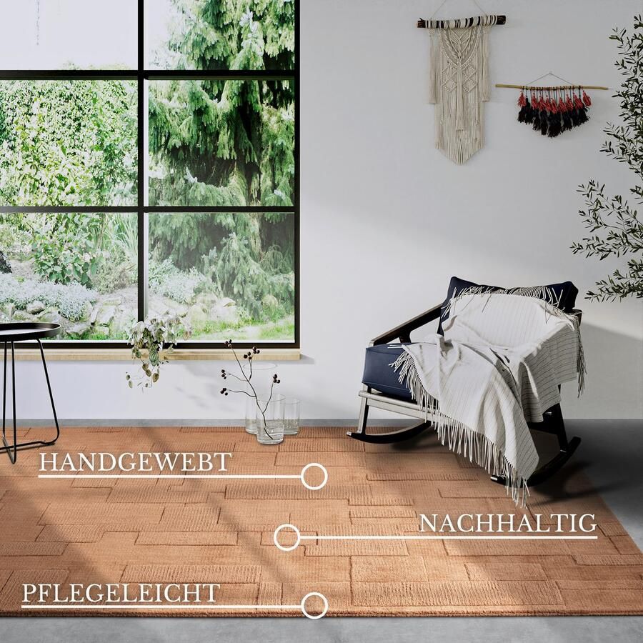 Villeroy & Boch Wollen kleed Wilhelmine Loper handgeweven wol natuur woonkamer geometrie boho - Foto 8