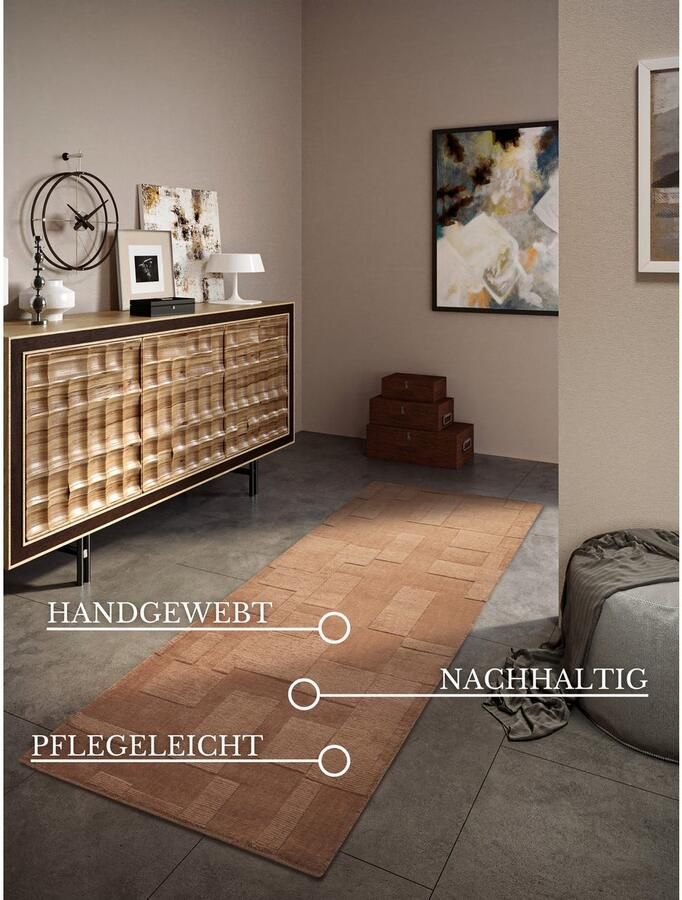 Villeroy & Boch Wollen kleed Wilhelmine Loper handgeweven wol natuur woonkamer geometrie boho - Foto 8