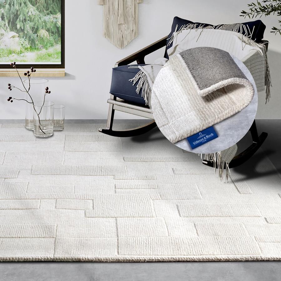 Villeroy & Boch Wollen kleed Wilhelmine Loper handgeweven wol natuur woonkamer geometrie boho